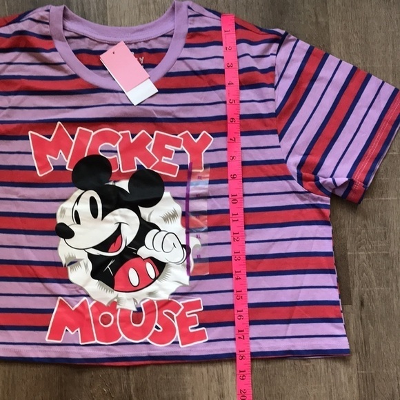 NWT Women’s XL cropped baby tee Mickey Mouse purple - Picture 3 of 5